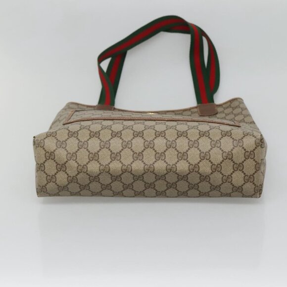 GUCCI GG Supreme Web Sherry Line Tote Bag PVC Beige Gold - Picture 7 of 16